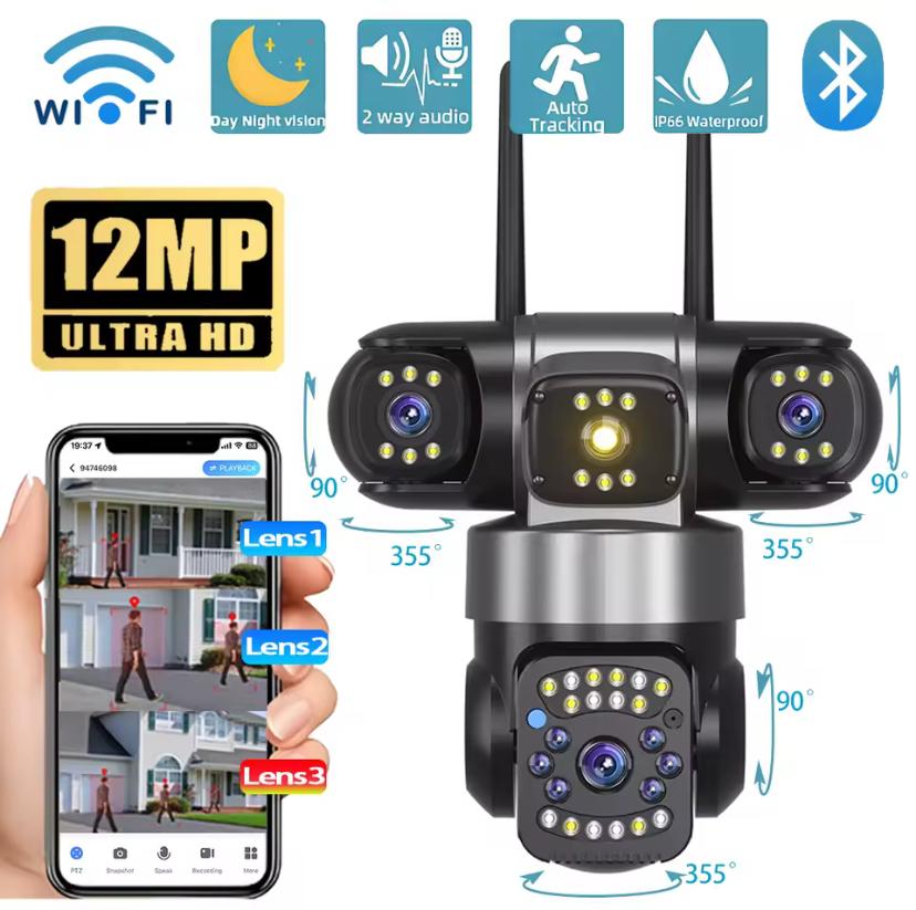 Camara de seguridad triple lente