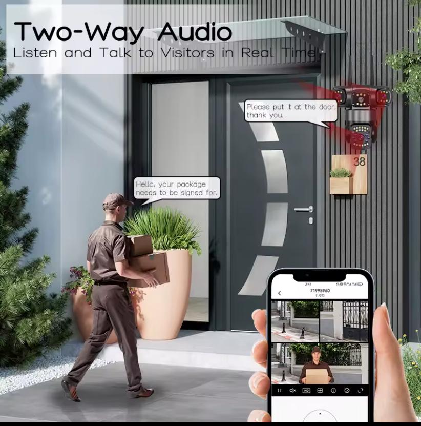 Camara de seguridad triple lente