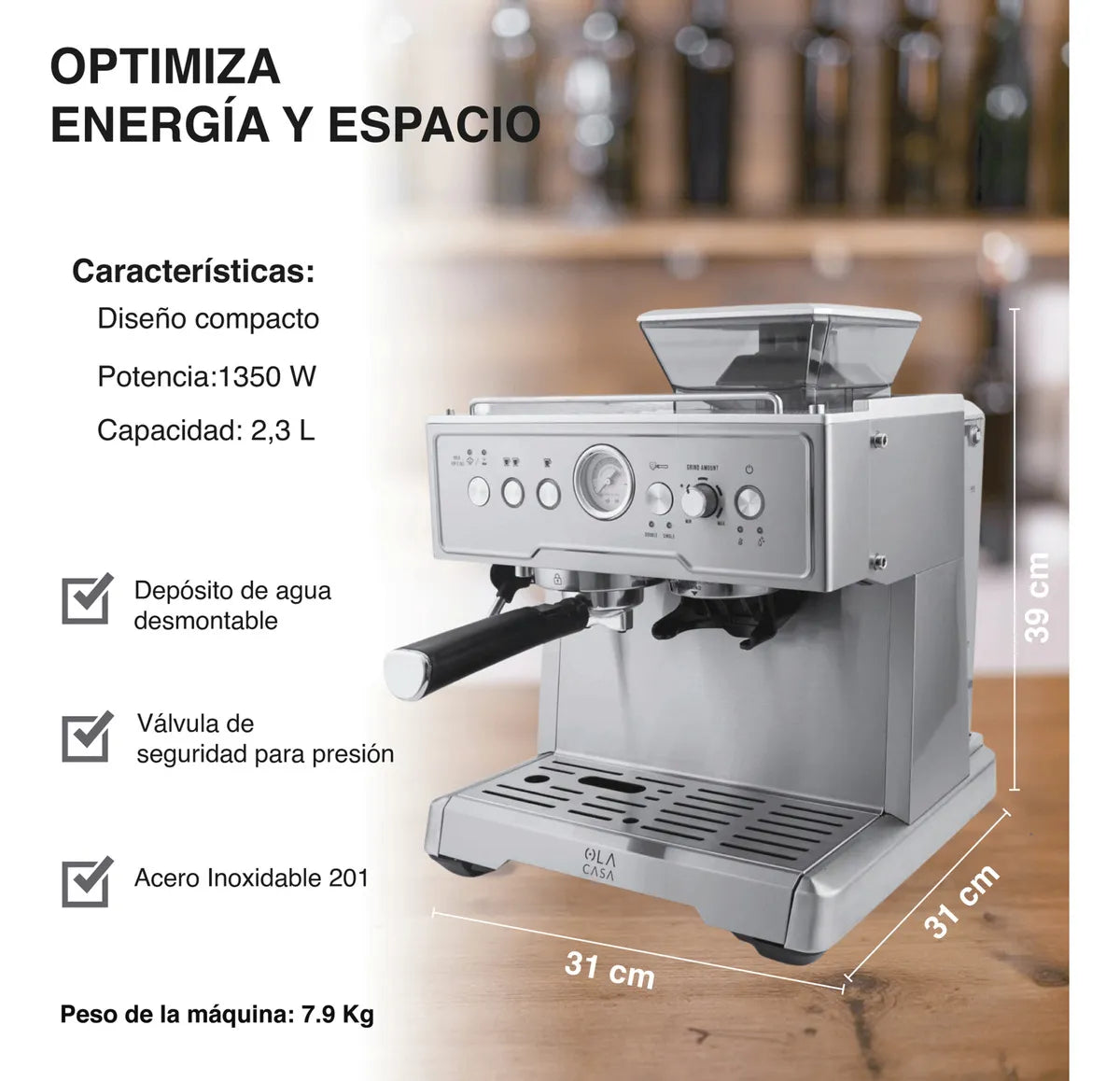 Cafetera de doble inyección (shot) café espresso/expreso profesional