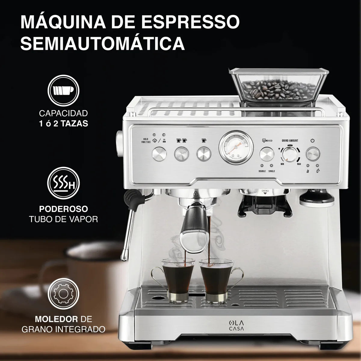 Cafetera de doble inyección (shot) café espresso/expreso profesional