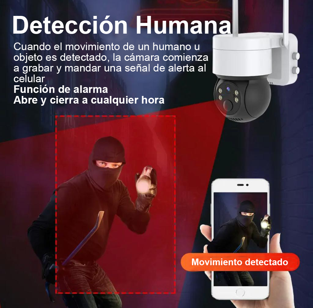 Cámara de seguridad, Solar para exteriores, Inalámbrica, Control remoto, impermeable, Batería de larga duración
