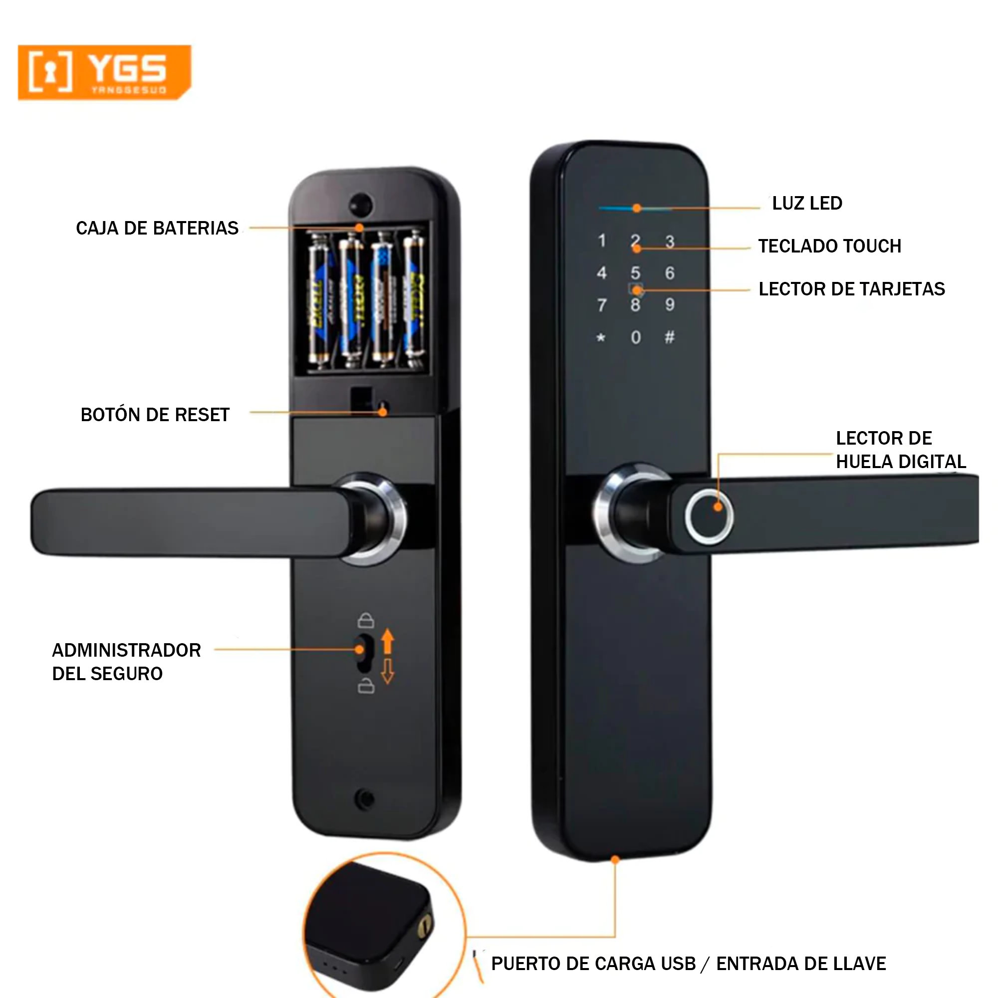 Cerradura digital con sensor biométrico de huellas dactilares